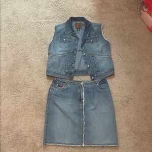 Ralph Lauren Polo Denim Vest and Skirt Set